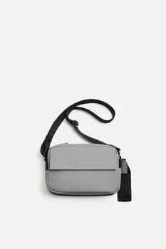 Прорезиненная сумка через плечо ZARA, серый