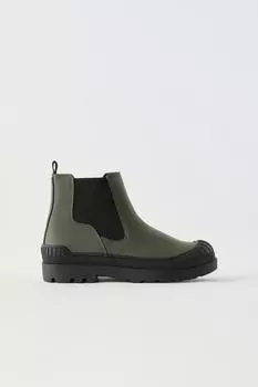 Прорезиненные ботинки ZARA, хаки зеленый