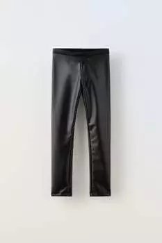 Прорезиненные леггинсы Zara, черный