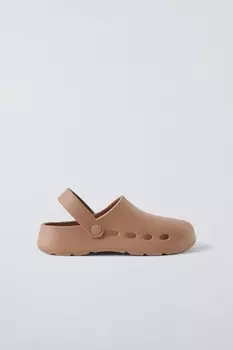 Прорезиненные сабо ZARA, коричневый