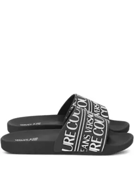 Прорезиненные шлепанцы с логотипом Versace Jeans Couture, черный