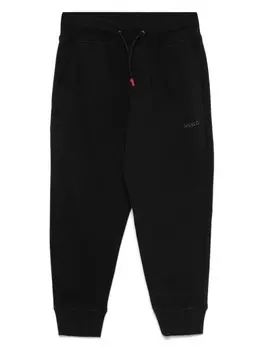 Прорезиненные спортивные брюки с логотипом HUGO KIDS, черный