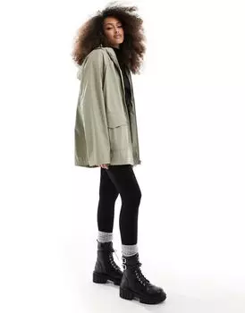 Прорезиненный дождевик серо-зеленого цвета ASOS