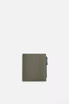 Прорезиненный кошелек с монетником ZARA, хаки зеленый