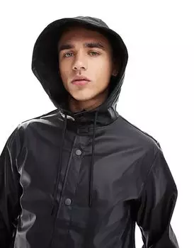 Прорезиненный плащ черного цвета Jack & Jones