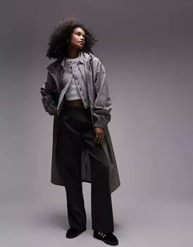 Прорезиненный плащ-дождевик Topshop шалфейного зеленого цвета