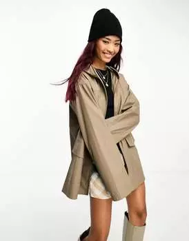 Прорезиненный плащ грибного цвета ASOS DESIGN