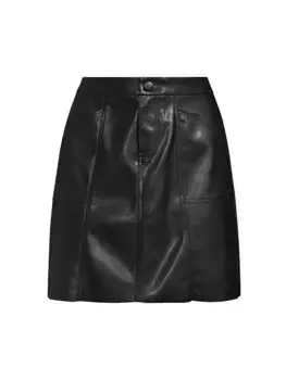 Прошитая мини-юбка из искусственной кожи Nic+Zoe, черный