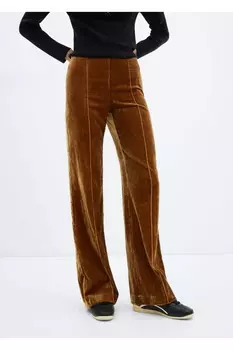 Прошитые бархатные брюки Mango, желтый