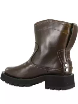 Прошитые кожаные ботинки GANNI, коричневый