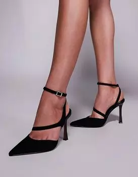 Прошлые туфли на высоком каблуке из черной замши ASOS DESIGN