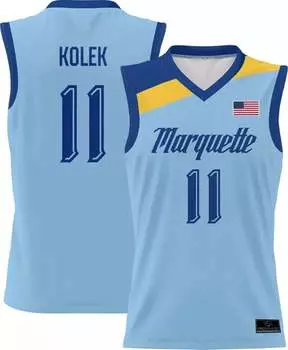 Prosphere Youth Marquette Golden Eagles # 11 Синий Тайлер Колек Альтернативная полностью сублимированная баскетбольная майка