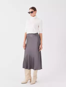 Простая атласная женская юбка стандартного кроя LCW Vision, антрацит