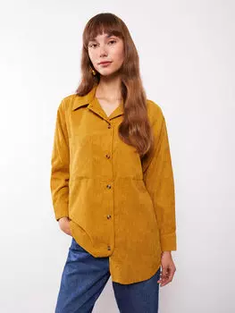 Простая бархатная Женская рубашка с длинным рукавом и застежкой спереди LCWAIKIKI Classic