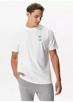 Простая белая мужская футболка 62423802-DOWNTOWN Футболка с рисунком Puma, белый