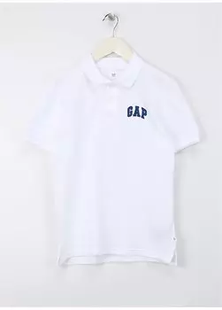 Простая белая мужская футболка-поло 843607001 Gap, белый