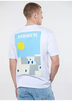 Простая белая мужская футболка с круглым вырезом Mavi