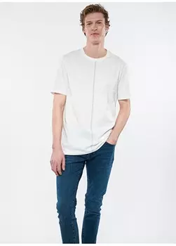 Простая белая мужская футболка с круглым вырезом Mavi