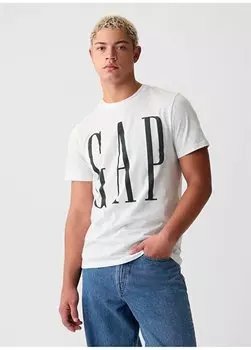 Простая белая мужская футболка с круглым вырезом 866774 Gap, белый