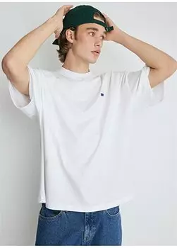 Простая белая мужская футболка с круглым вырезом M0611931-620_ФУТБОЛКА С КРУГЛЫМ ВЫРЕЗОМ Mavi, белый