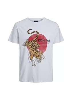 Простая белая мужская футболка с круглым вырезом Jack & Jones