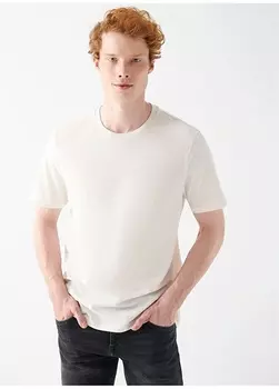 Простая белая мужская футболка с круглым вырезом Mavi