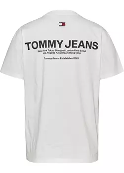 Простая белая мужская футболка с круглым вырезом Tommy Jeans