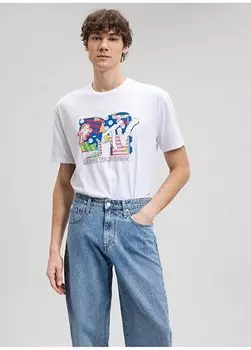 Простая белая мужская футболка с простым воротником M0612045-620_MTV ФУТБОЛКА Mavi, белый