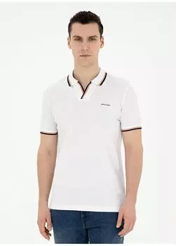 Простая белая мужская футболка с воротником Apa DISABEL Pierre Cardin, белый