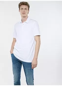 Простая белая мужская футболка с воротником поло Mavi