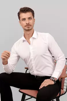 Простая белая рубашка узкого кроя Easy-Iron Dacron в коробочке Etikmen, белый