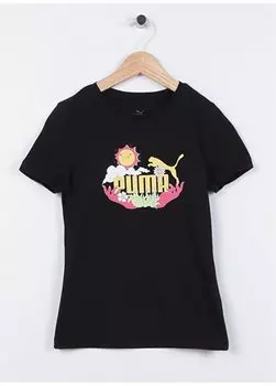 Простая черная футболка для девочек 67996702 Girl S TEE Puma, черный
