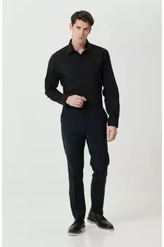 Простая черная классическая рубашка с длинным рукавом с воротником Network, черный