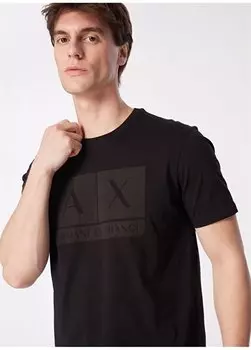 Простая черная мужская футболка с круглым вырезом 3DZTCE ZJ3VZ 1200 Armani Exchange, черный