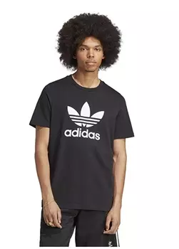 Простая черная мужская футболка с круглым вырезом Adidas