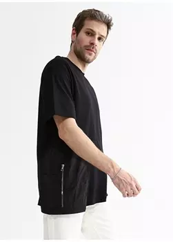 Простая черная мужская футболка с круглым вырезом Black On Black