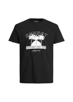 Простая черная мужская футболка с круглым вырезом Jack & Jones