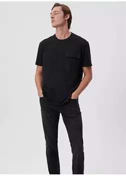 Простая черная мужская футболка с круглым вырезом Mavi