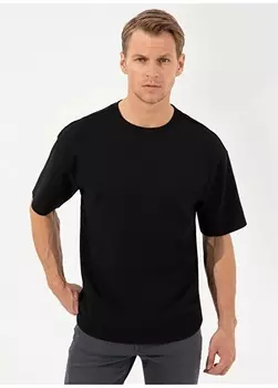 Простая черная мужская футболка с круглым вырезом Pierre Cardin