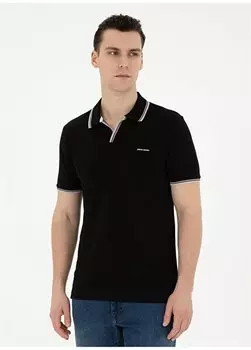 Простая черная мужская футболка с открытым вырезом DISABEL Pierre Cardin, черный