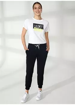 Простая черная женская футболка с круглым вырезом Dkny Jeans
