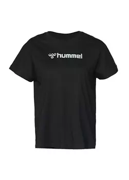 Простая черная женская футболка с V-образным вырезом Hummel