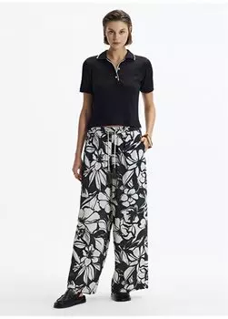 Простая черная женская футболка с воротником поло 24YKTS9023X Yargc, черный