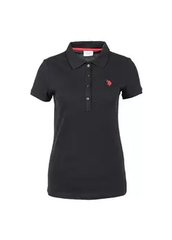 Простая черная женская футболка с воротником поло U.S. Polo Assn.
