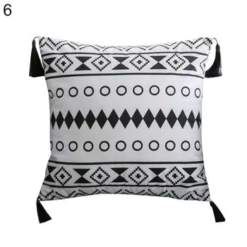 Простая декоративная подушка с геометрической бахромой, прямоугольная мягкая наволочка с кисточкой, 6 PMALT