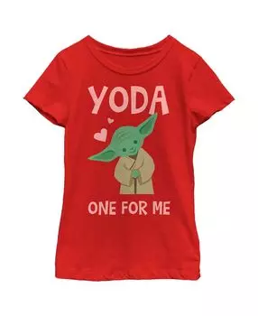 Простая детская футболка Yoda One for Me для девочек со «Звездными войнами» на День святого Валентина Disney Lucasfilm