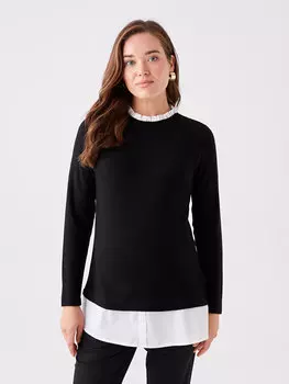 Простая футболка для беременных с высоким воротником и длинными рукавами LCWAIKIKI Maternity