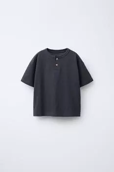 Простая футболка henley ZARA, темно-синий