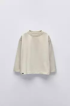 Простая футболка с этикеткой ZARA, экрю