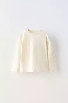 Простая футболка с этикеткой ZARA, экрю